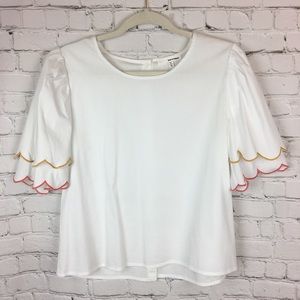 June & Hudson flutter scallop sleeve M